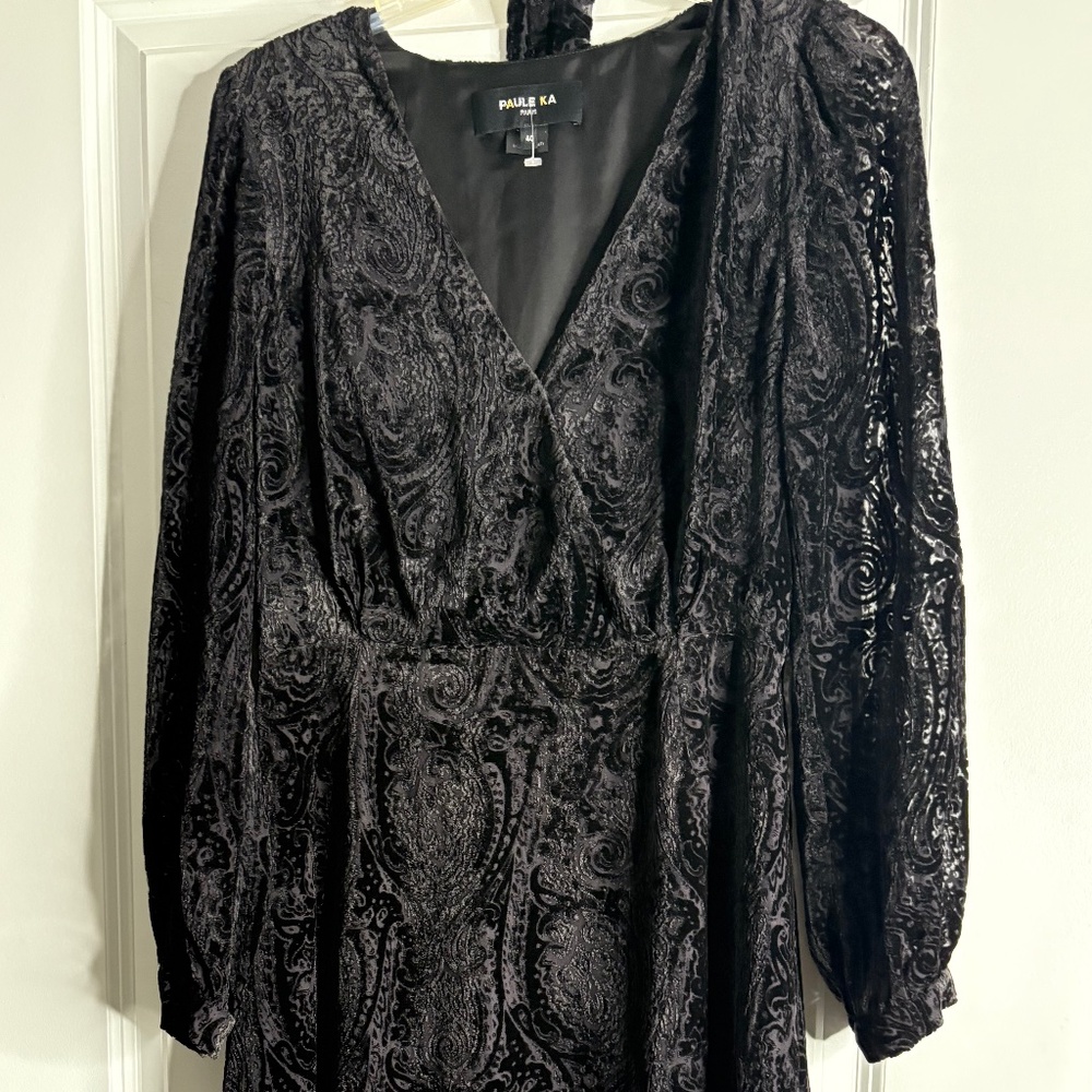 Paula Ka  Black Velvet Dress